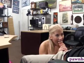 Busty amateur blonde babe drilled by nasty pawn keeper